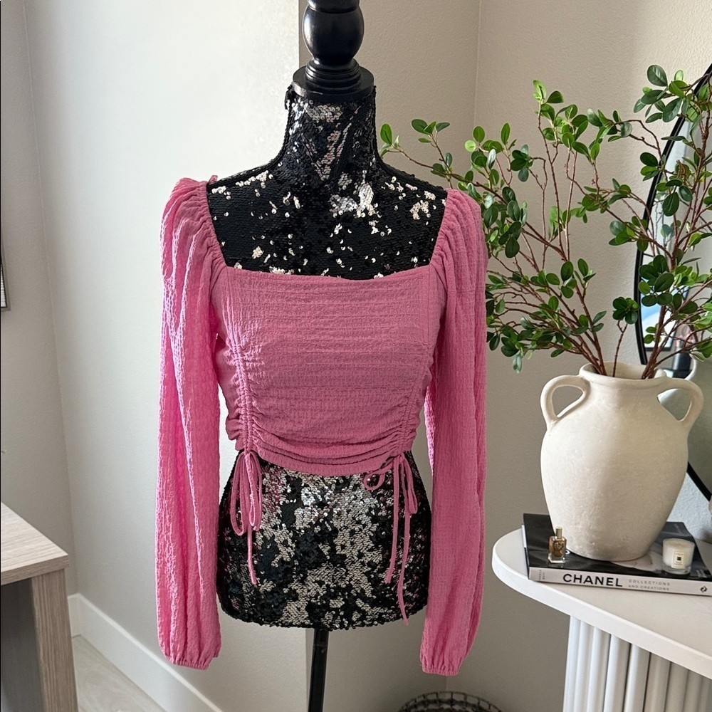 Sophie Rue Pink Textured Long Sleeve Blouse